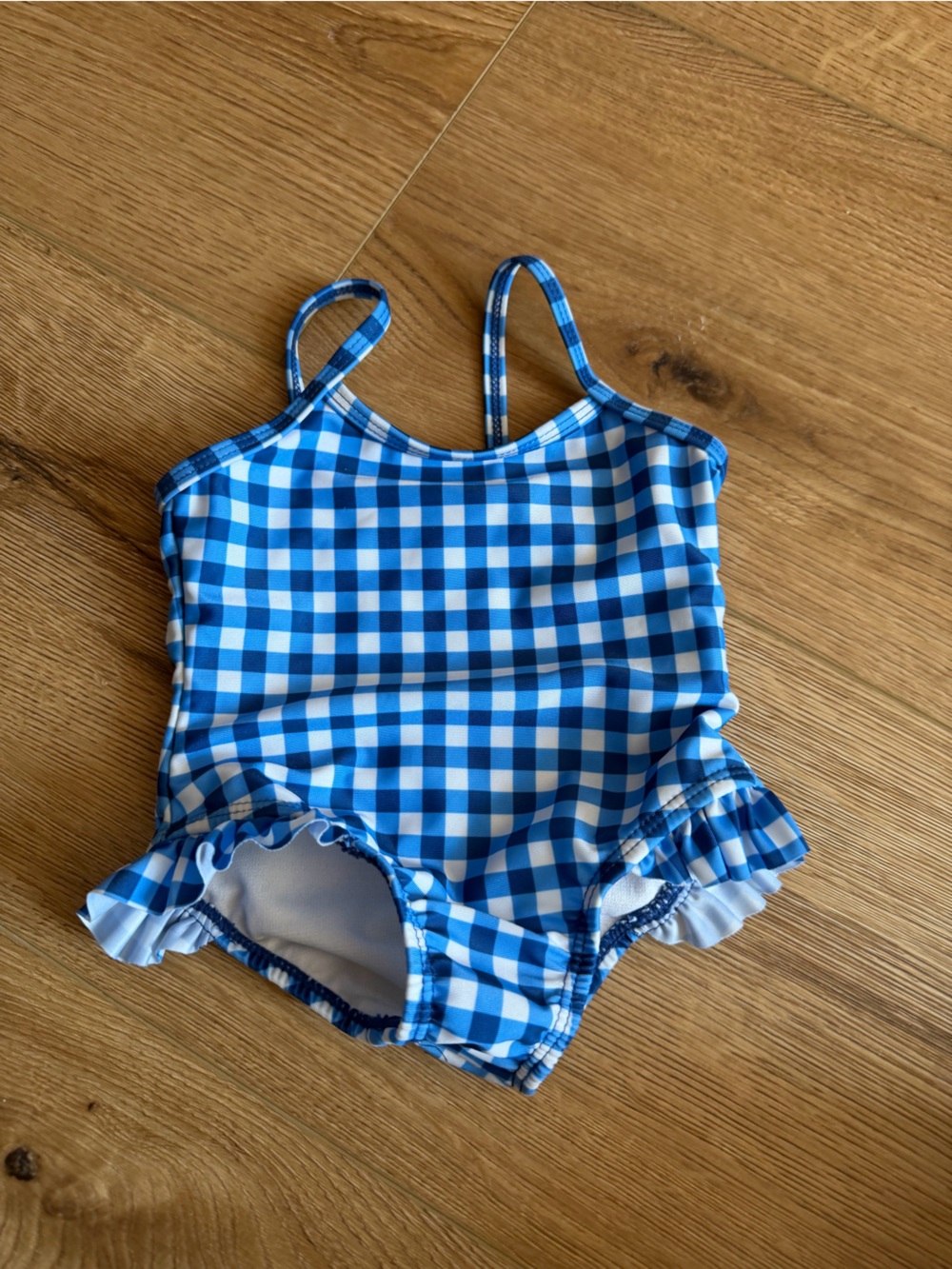 wonder nation Blue Gingham Ruffle One-Piece Swimsuit
